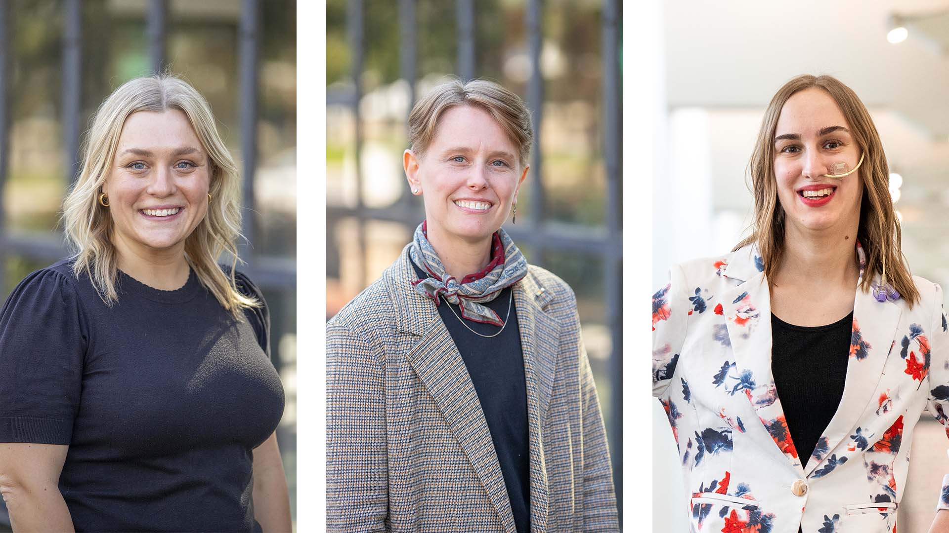 Headshot of Marisa Sheldon on the left, headshot of Christine Happel in the middle and headshot of Jen Schlegel on the right