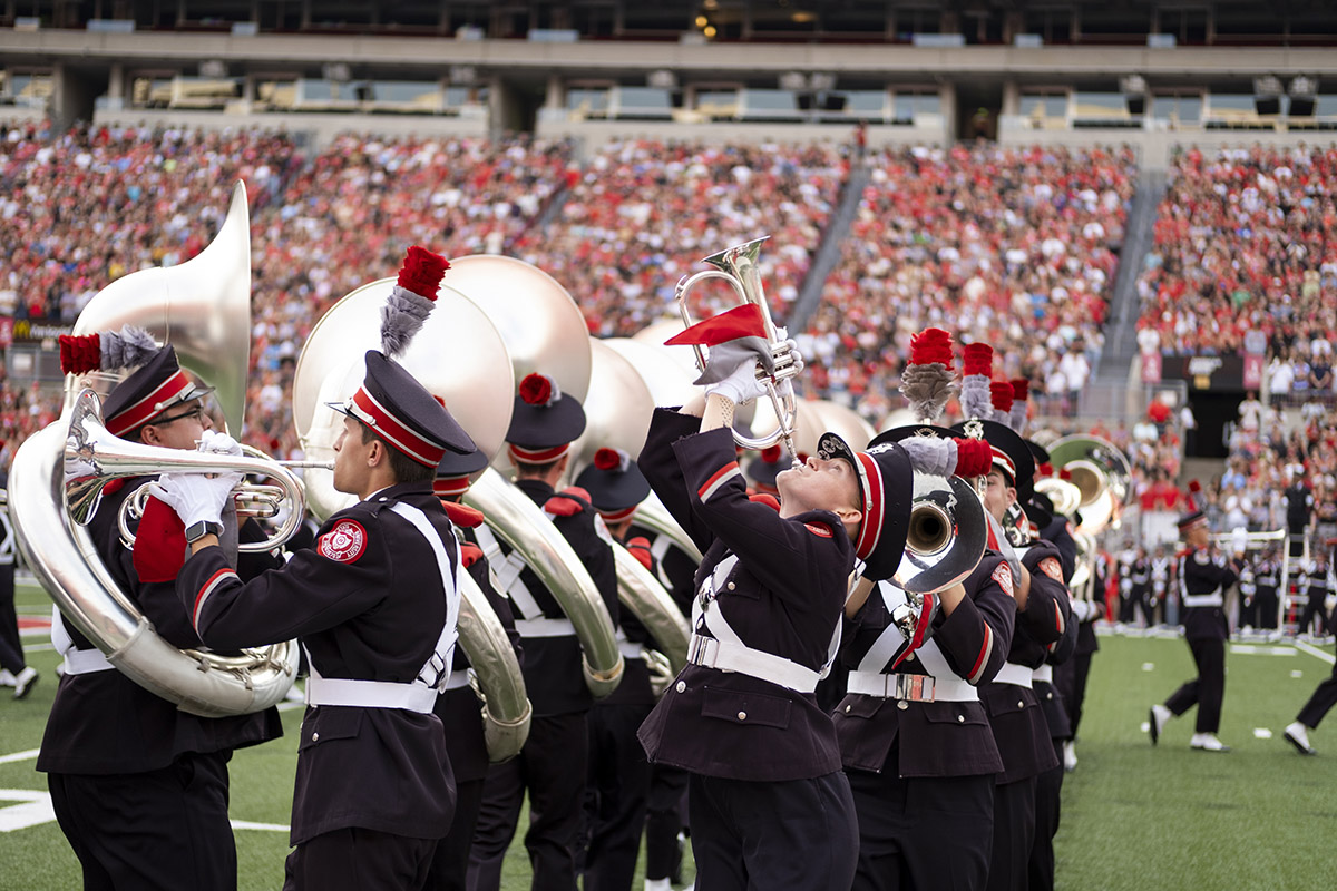 Marching band performing Hang on Sloopy