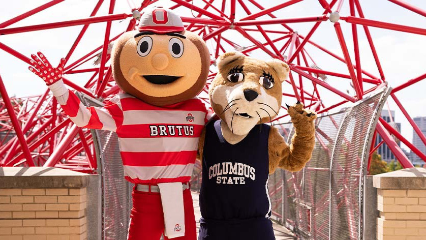 University mascots Brutus Buckeye and Claudette the Cougar