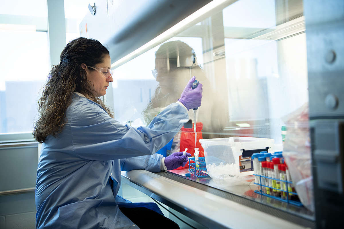 A researcher works on a project.