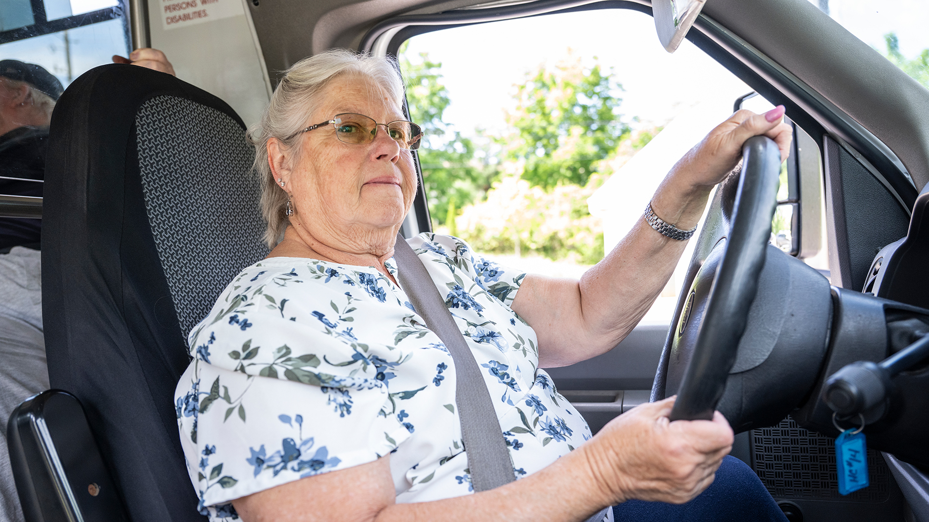 Marysville "Mary-Go-Round" driver Anna Inman behind the wheel of a vehicle