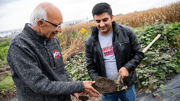 Professor Rattan Lal at Waterman Farm with team members.